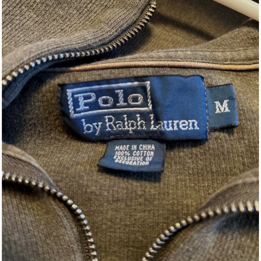 POLO RALPH LAUREN OLIVE GREEN ZIPPERED NECKLINE SHIRT - M - Picture 4 of 4